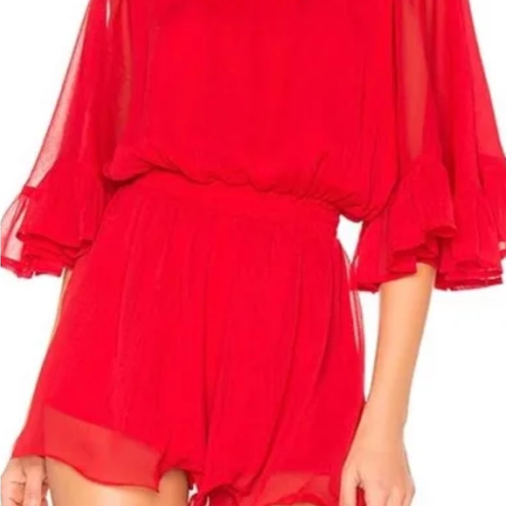 Endless Rose Red romper off the shoulder